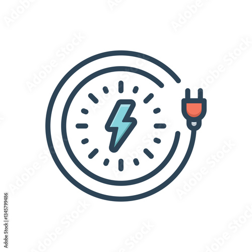 Color illustration icon for electric