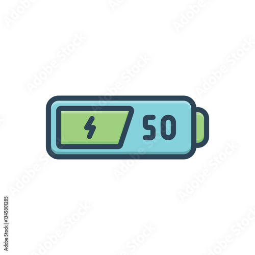 Color illustration icon for battery