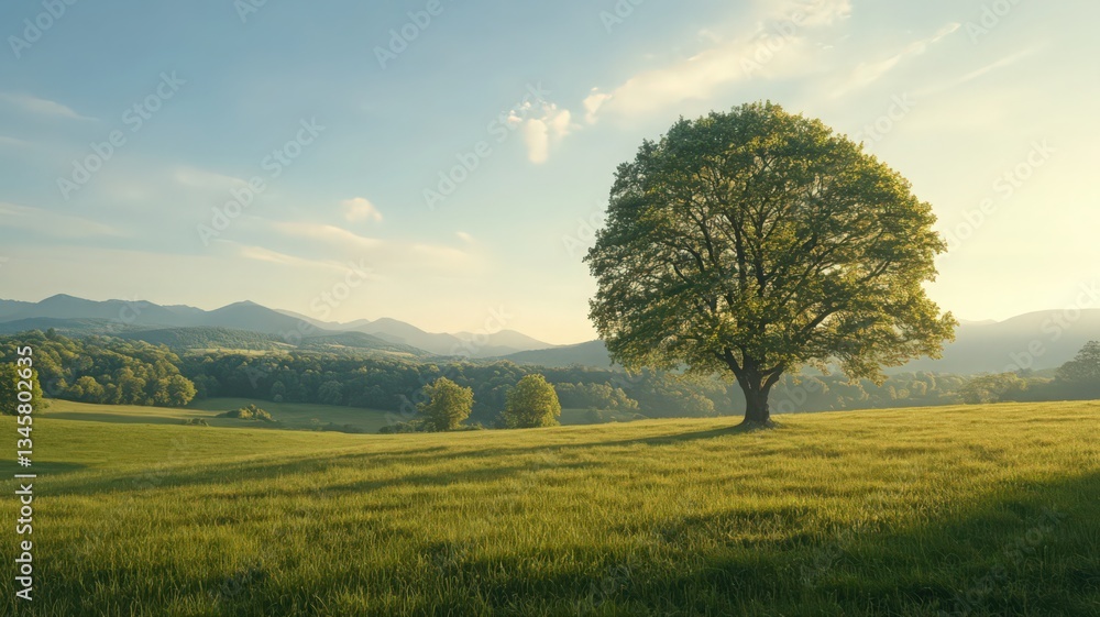 Solitary Tree on a Hilltop at Sunrise Solitary Tree on a Hilltop at Sunrise