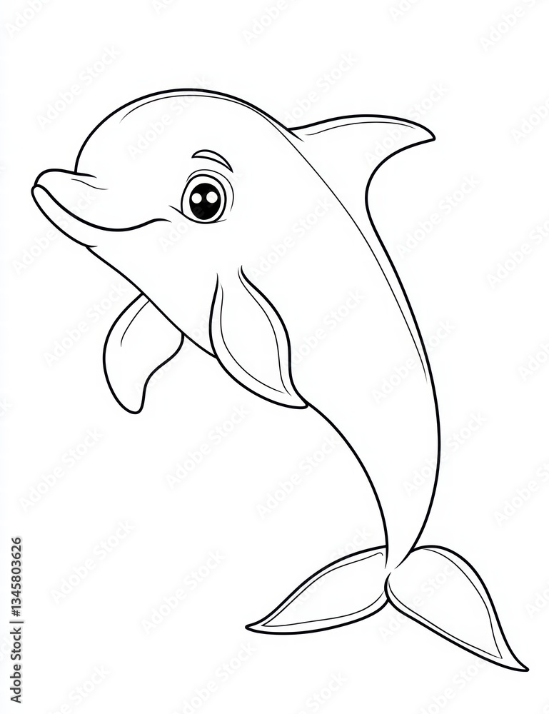 Obraz premium Dolphin Delight: A charming, minimalist illustration of a playful dolphin, perfect for coloring or adding to creative projects.