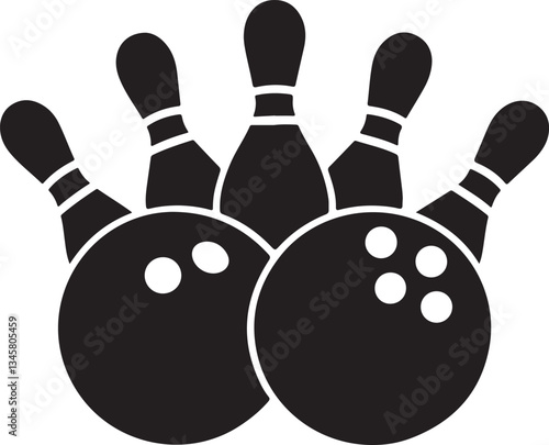 bowling ball and pins vector, bowling ball and pin
