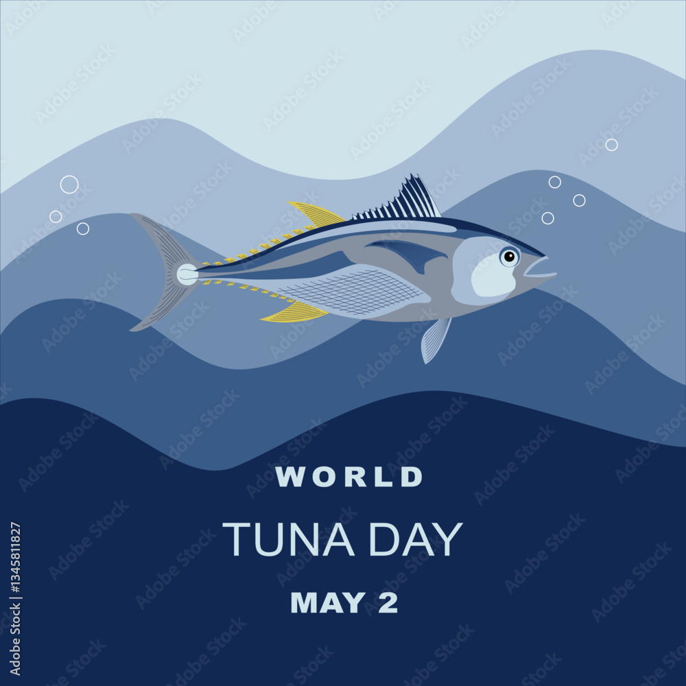Obraz premium World tuna day. Tuna fish. Template, flyer, sticker, for design. 