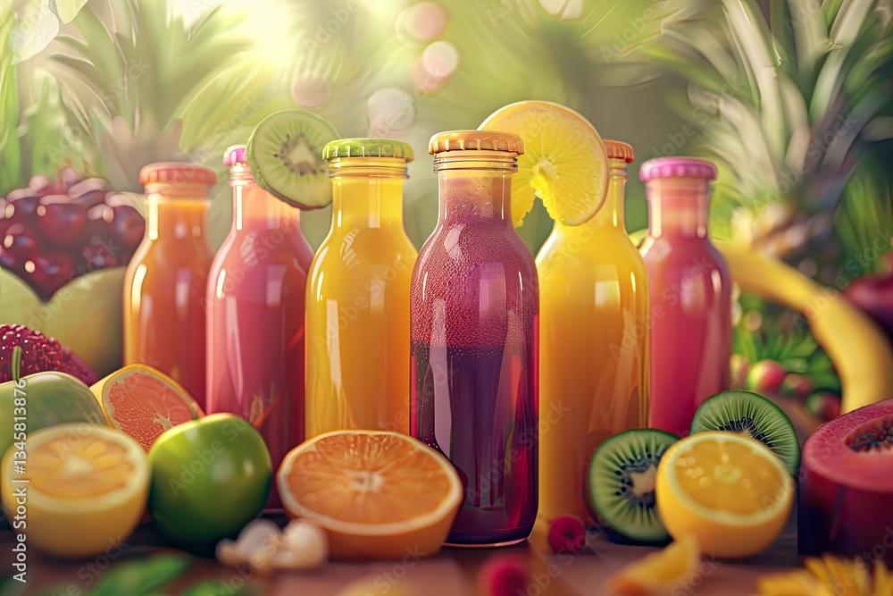 Ultra Quality Picture of Different Bottles of Juice with Fruits Ultra Quality Picture of Different Bottles of Juice with Fruits