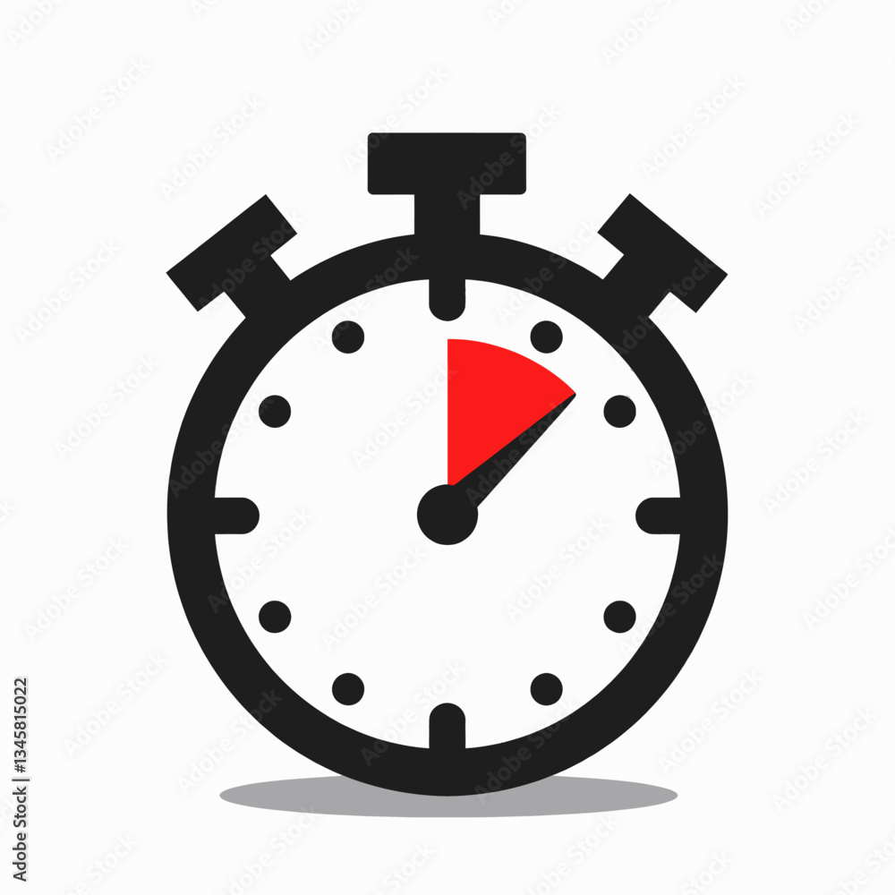 Cartoon Stopwatch with Red Indicator at Ten Minutes Cartoon Stopwatch with Red Indicator at Ten Minutes