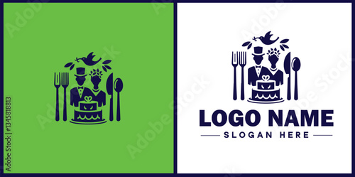Wedding Catering icon Marriage reception catering Nuptial feast catering Bridal catering flat logo sign symbol editable vector