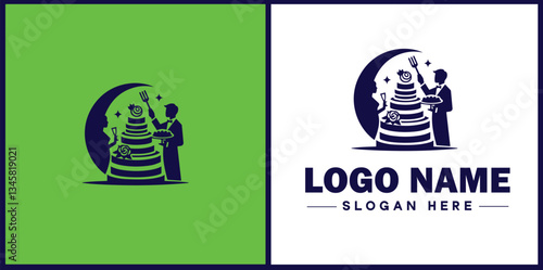 Wedding Catering icon Marriage reception catering Nuptial feast catering Bridal catering flat logo sign symbol editable vector
