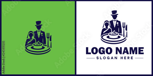 Wedding Catering icon Marriage reception catering Nuptial feast catering Bridal catering flat logo sign symbol editable vector
