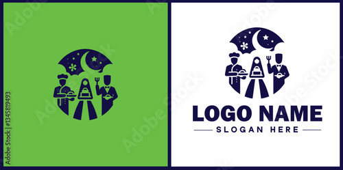 Wedding Catering icon Marriage reception catering Nuptial feast catering Bridal catering flat logo sign symbol editable vector