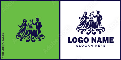 Wedding Catering icon Marriage reception catering Nuptial feast catering Bridal catering flat logo sign symbol editable vector