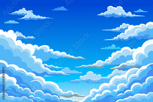 blue sky with beautiful clouds vector illustration background