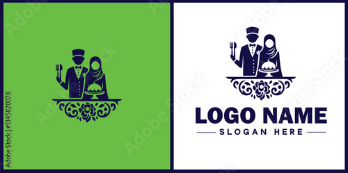 Wedding Catering icon Marriage reception catering Nuptial feast catering Bridal catering flat logo sign symbol editable vector