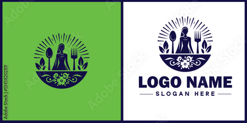 Wedding Catering icon Marriage reception catering Nuptial feast catering Bridal catering flat logo sign symbol editable vector