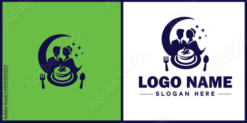 Wedding Catering icon Marriage reception catering Nuptial feast catering Bridal catering flat logo sign symbol editable vector