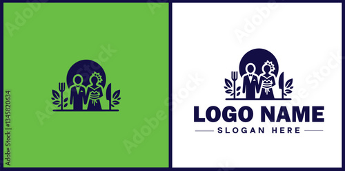 Wedding Catering icon Marriage reception catering Nuptial feast catering Bridal catering flat logo sign symbol editable vector