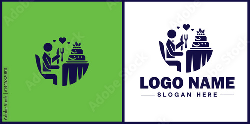 Wedding Catering icon Marriage reception catering Nuptial feast catering Bridal catering flat logo sign symbol editable vector