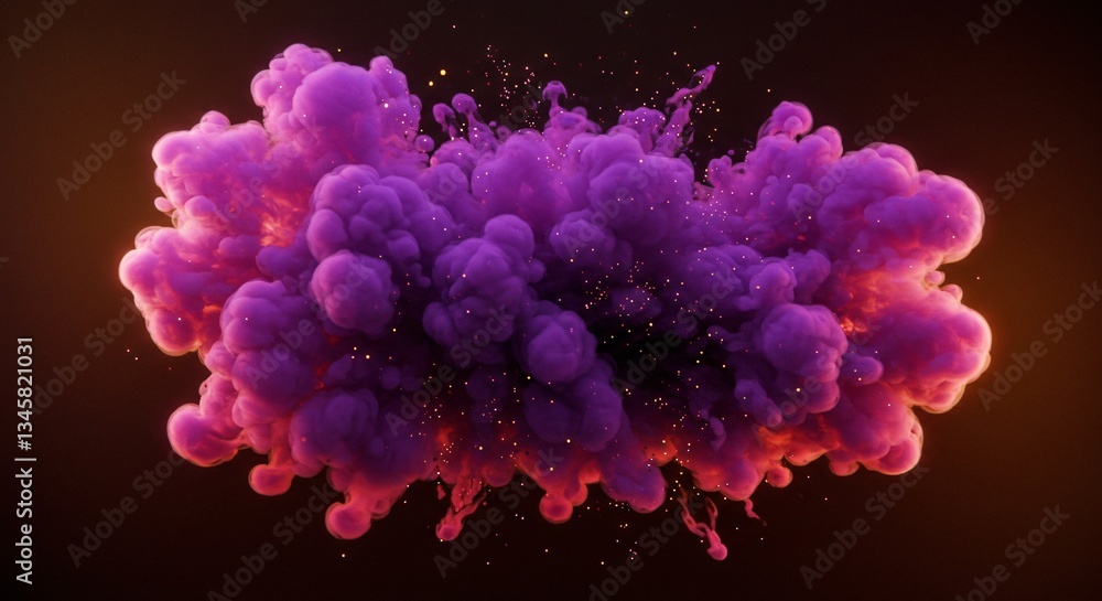 Purple explosion spreading in dark abstract space for creative projects, dynamic background for graphic design, poster template and modern art theme. Purple explosion spreading in dark abstract space for creative projects, dynamic background for graphic design, poster template and modern art theme.