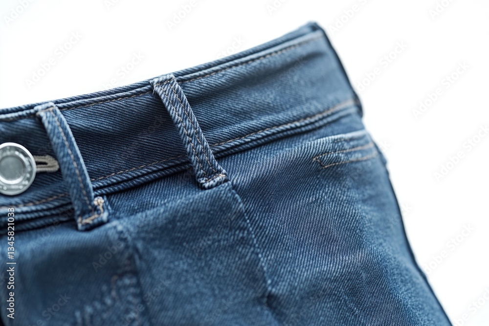 A close-up shot of a pair of blue jeans with details on fabric and stitching A close-up shot of a pair of blue jeans with details on fabric and stitching