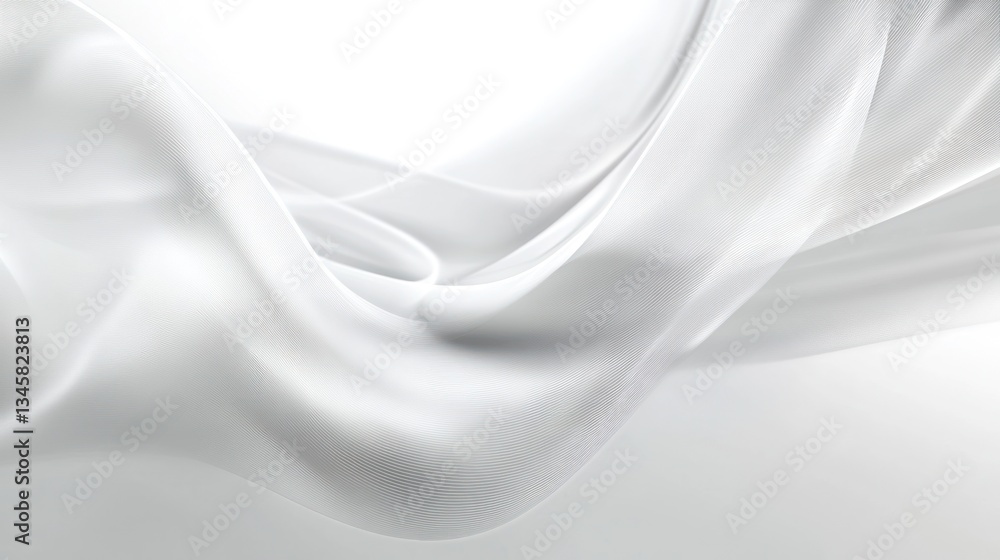 Obraz premium Abstract white fabric folds, smooth, elegant design, background, digital art, for fashion, or design presentations