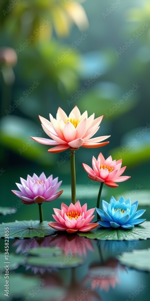Obraz premium A symbol of purity and enlightenment, the lotus flower blooms in muddy waters yet remains unsoiled