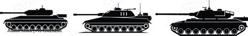 Collection of Military Tanks in silhouette. 
