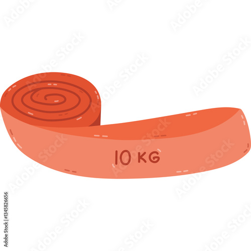 Lovely cartoon 10 kg resistance band to raise muscles, improve strength and balance. Pilates elastic stretch band safe for pregnant women, elderly person. Yoga strap for weight loss isolated on white.