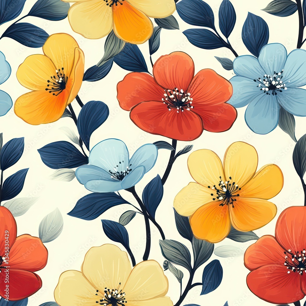 Seamless beautiful spring decorative flowers pattern background Seamless beautiful spring decorative flowers pattern background