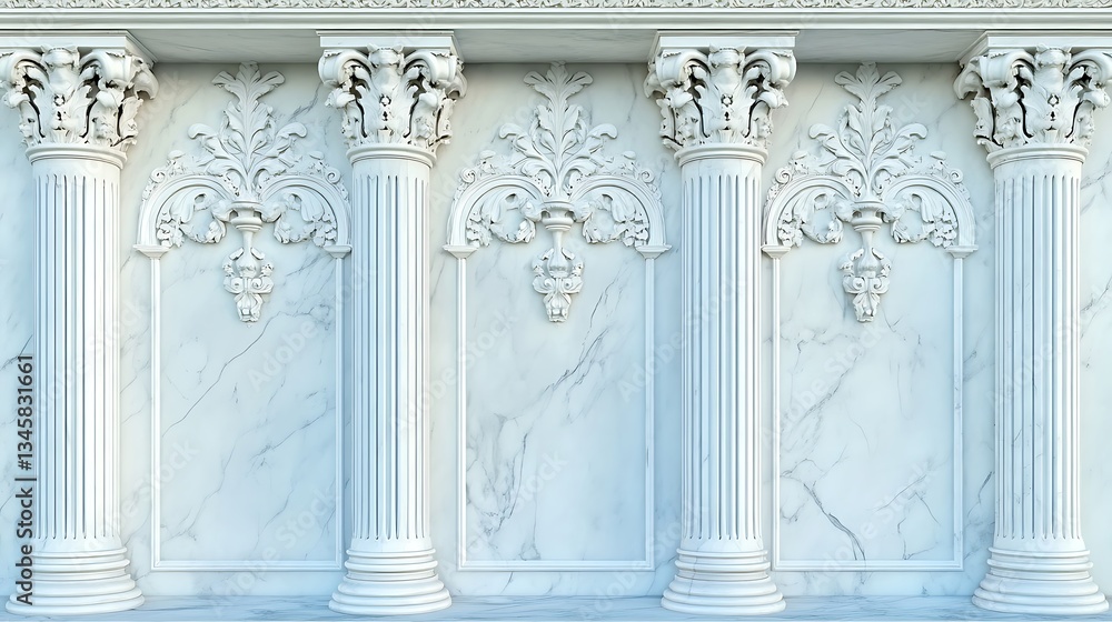 Obraz premium Elegant Marble Columns: A 3D Render of Classical Architecture AI Generated