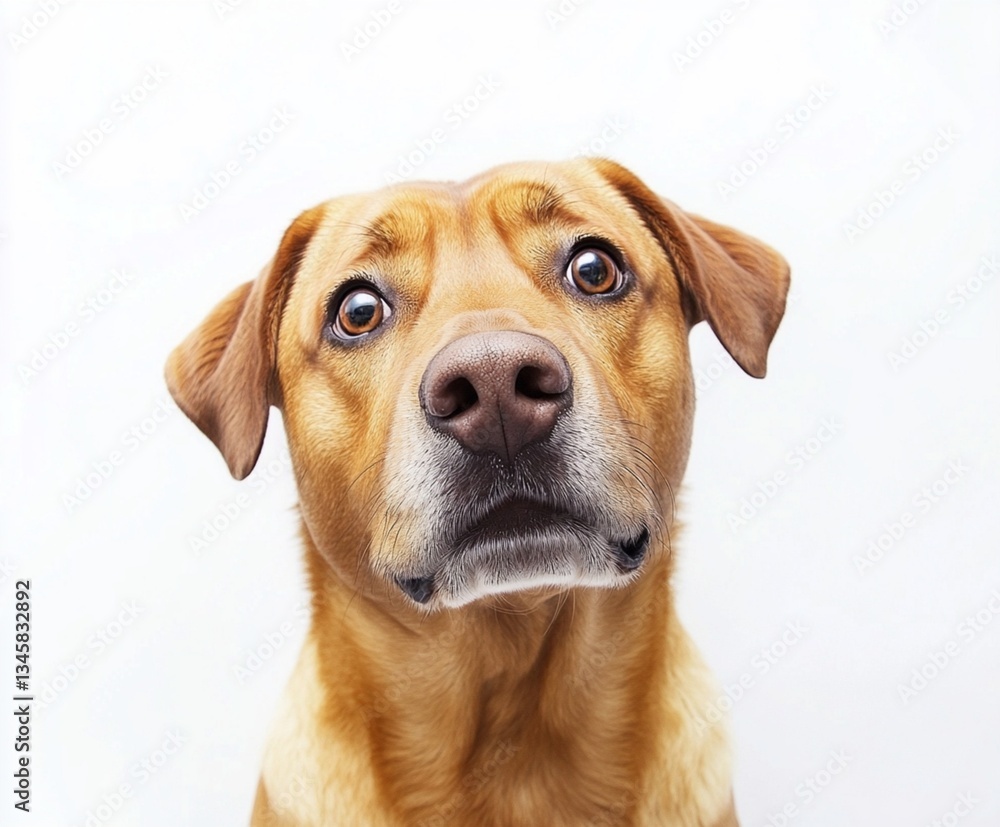Portrait of a golden retriever sitting in a studio looking cute and purebred Portrait of a golden retriever sitting in a studio looking cute and purebred