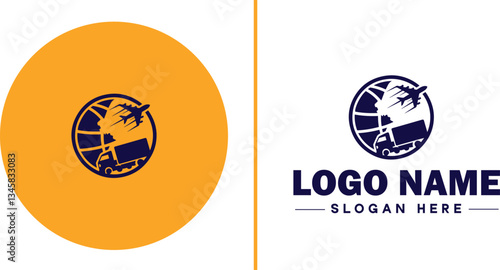 Freight Forwarding icon Cargo logistics Shipping brokerage Transport forwarding flat logo sign symbol editable vector