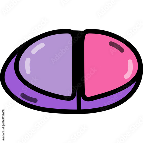 Cute doodle pill, capsule or tablet. Painkiller, medical drug, vitamin, antibiotic for health care. Hand drawn outline medicaments and medicines isolated on white.