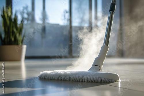 Wallpaper Mural A close-up shot of a mop resting on a tiled floor, perfect for illustrations about cleaning or household tasks Torontodigital.ca