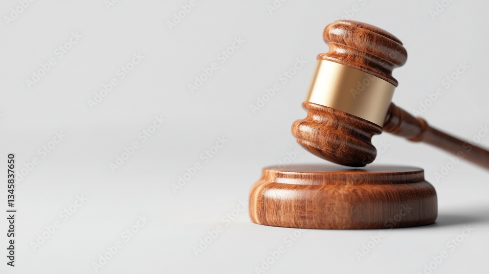 Gavel rests on sound block, signifying justice Gavel rests on sound block, signifying justice