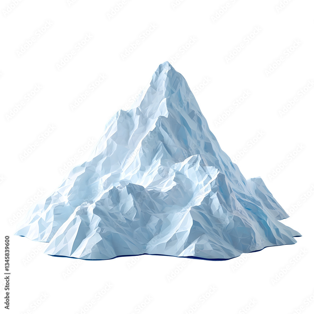 Obraz premium origami paper craft snow-capped mountain peak on plain blue transparent background