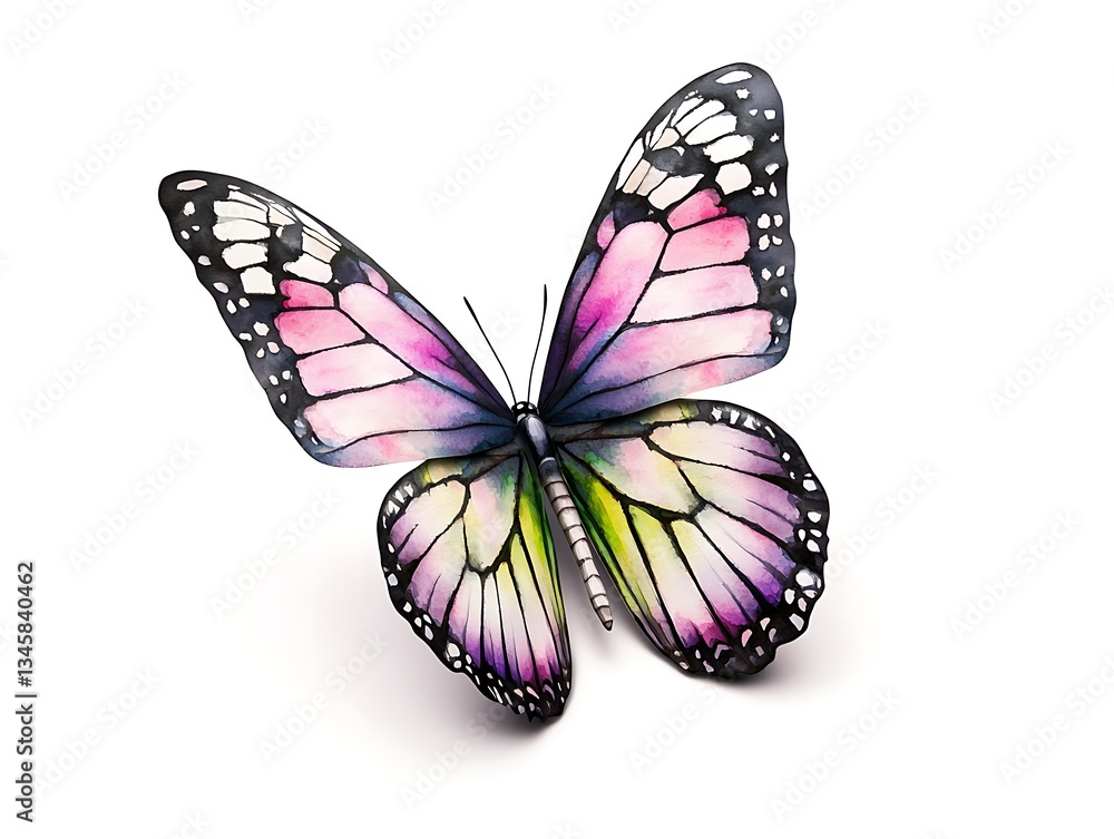 Pink Butterfly for White Background, Studio Shot. Pink Butterfly for White Background, Studio Shot.