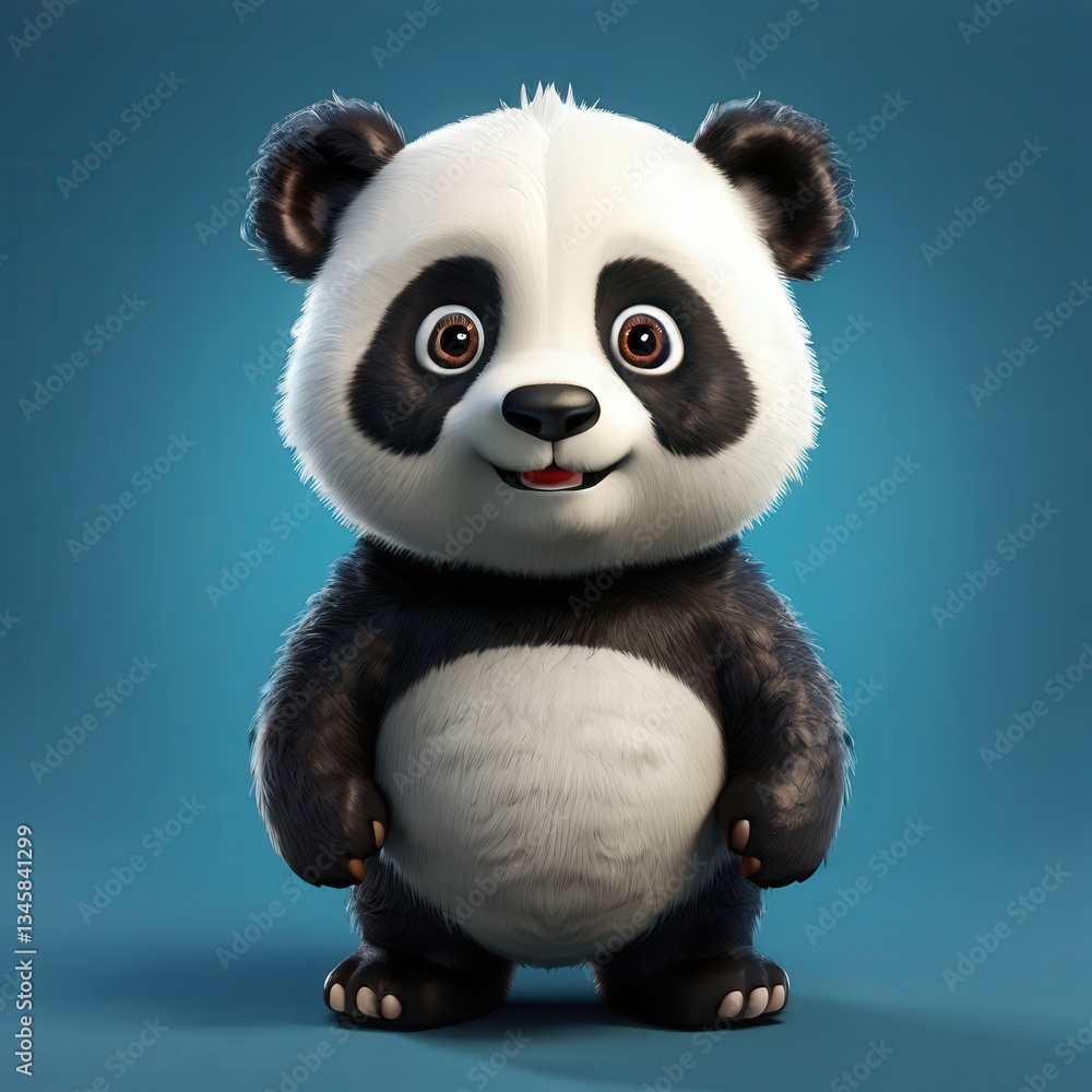 an AI Image Generator, Cute Animated Panda Wearing a Yellow Vest an AI Image Generator, Cute Animated Panda Wearing a Yellow Vest