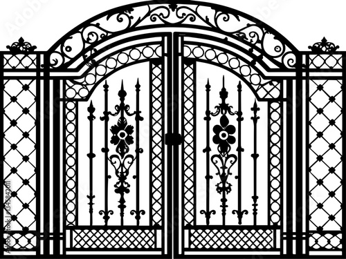 Elegant wrought iron designs in SVG and vector format. Elegant Vintage Wrought Iron Gate Design with Ornate Patterns