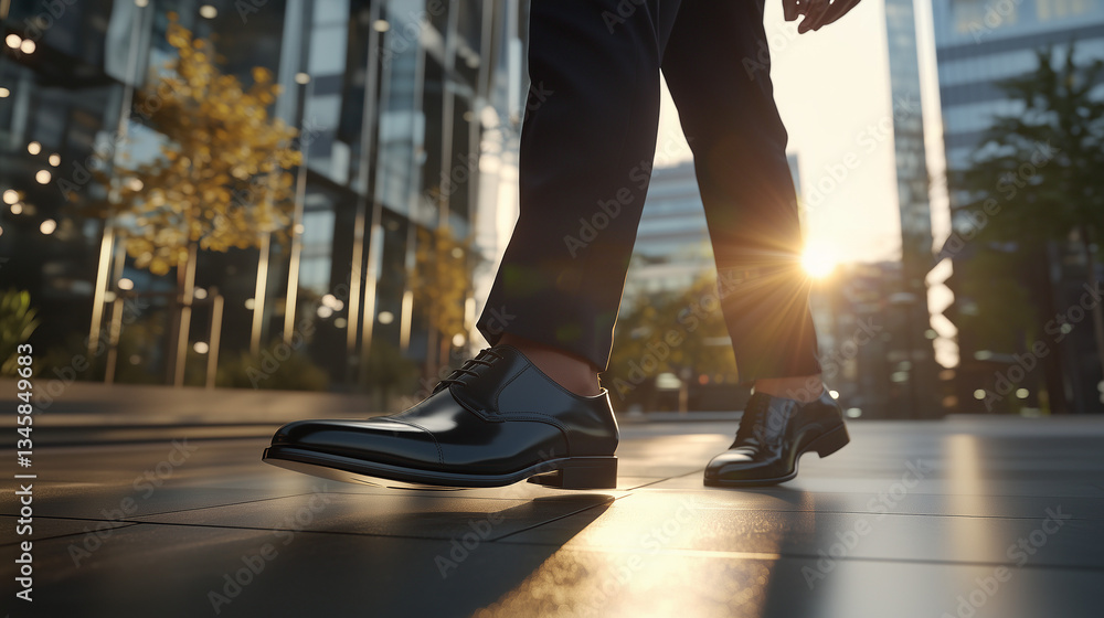 Fototapeta premium 成功への一歩:都会を歩むビジネスマンの決意