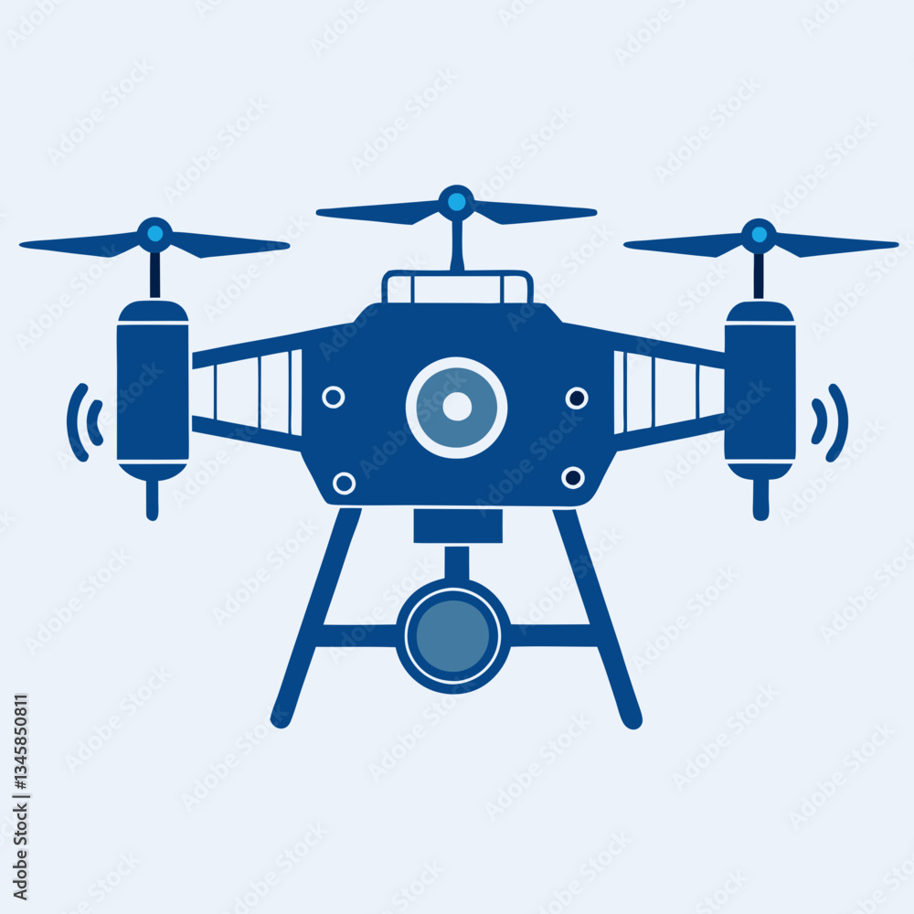 Simple Drone Camera Vector Silhouette on White Canvas Simple Drone Camera Vector Silhouette on White Canvas