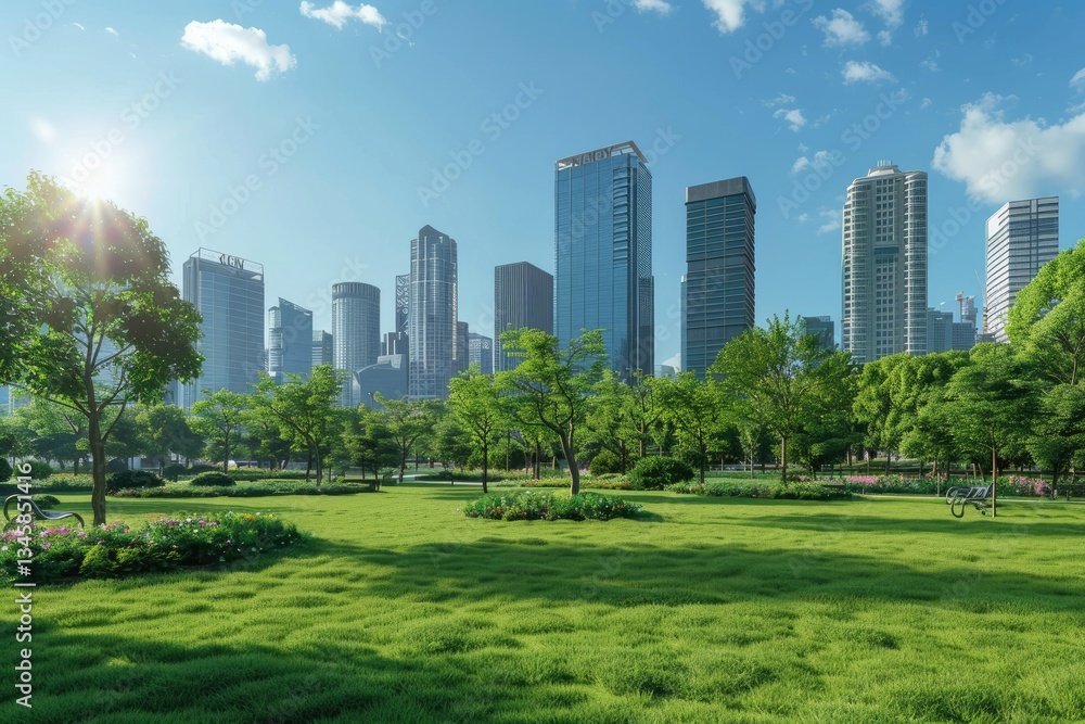 Ultra Hd Visual of Public Park and HighRise Buildings in City Center Ultra Hd Visual of Public Park and HighRise Buildings in City Center