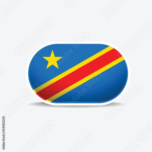 democratic republic national flag button vector
