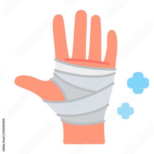 Hand with gauze bandage vector illustration