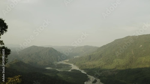 Aerial shot, mountains and jungle of the Ecuadorian Amazon, drone.