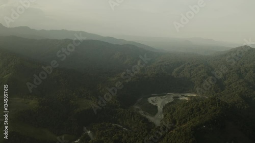 Aerial shot, mountains and jungle of the Ecuadorian Amazon, drone.