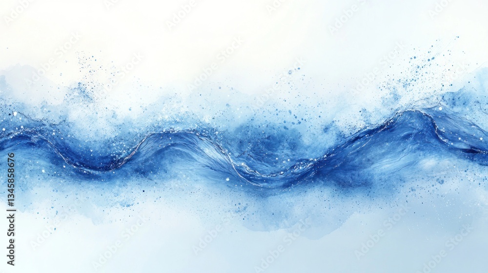 Abstract Watercolor Ocean Waves: A Serene Blue Symphony Abstract Watercolor Ocean Waves: A Serene Blue Symphony