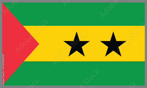 Sao Tome and Principe flag,Sao Tome and Principe National Flag Vector, The correct proportions and color.
