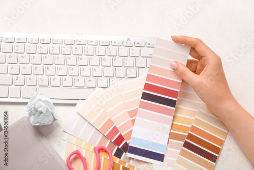 Female hand, color palettes...