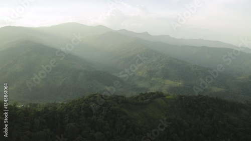 Aerial shot, mountains and jungle of the Ecuadorian Amazon, drone.