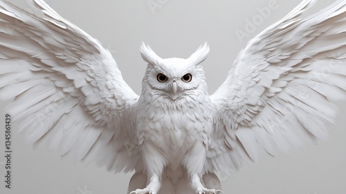 Majestic white owl with outstretched wings