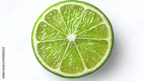 A close up overhead view of a sliced lime fruit