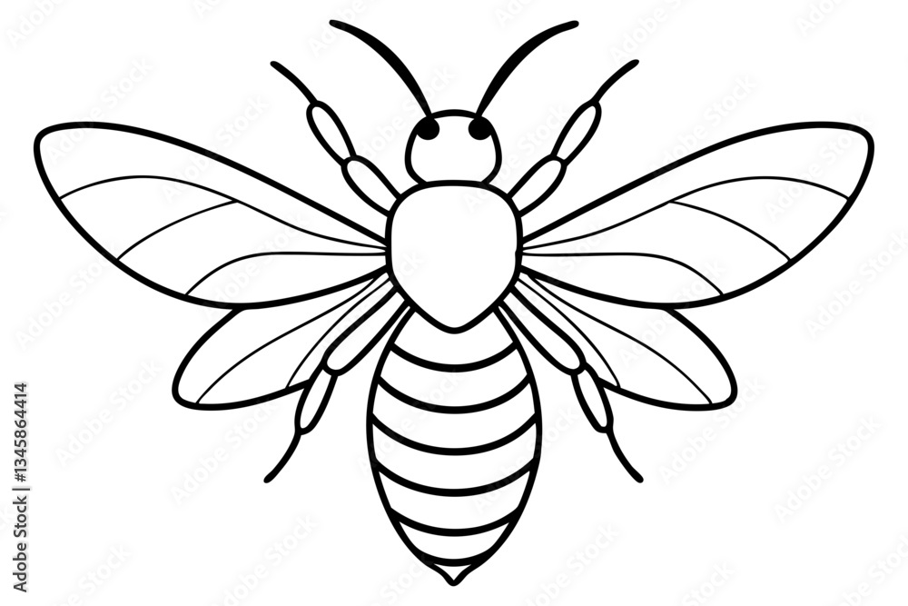 Obraz premium bee line art silhouette vector illustration